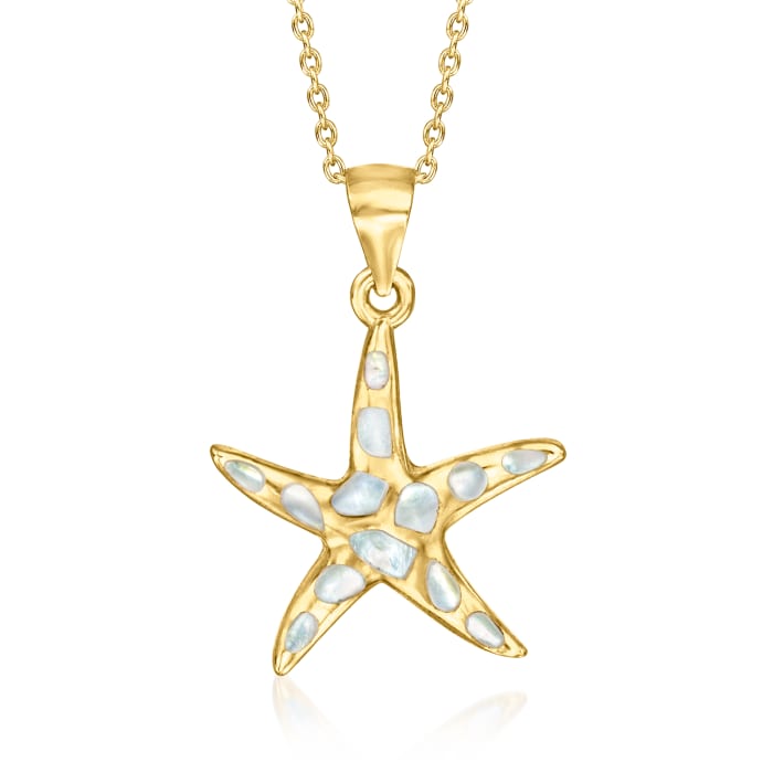 Mother-of-Pearl Starfish Pendant Necklace in 18kt Gold Over Sterling