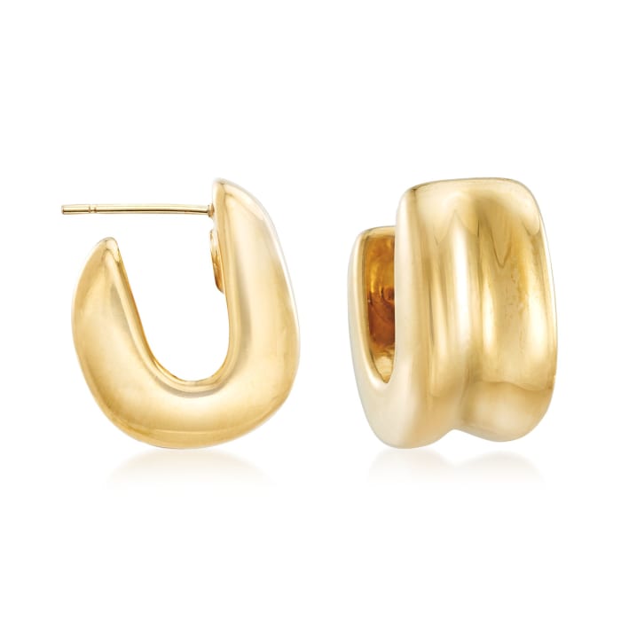 Italian 18kt Gold Over Sterling Silver U-Shaped Huggie Hoop Earrings