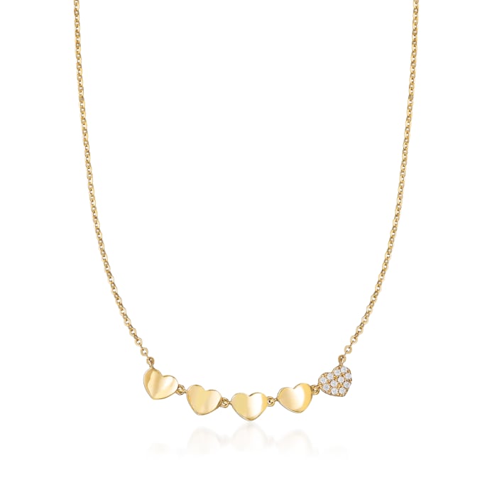 Baby's 14kt Yellow Gold Heart Necklace with CZ Accents