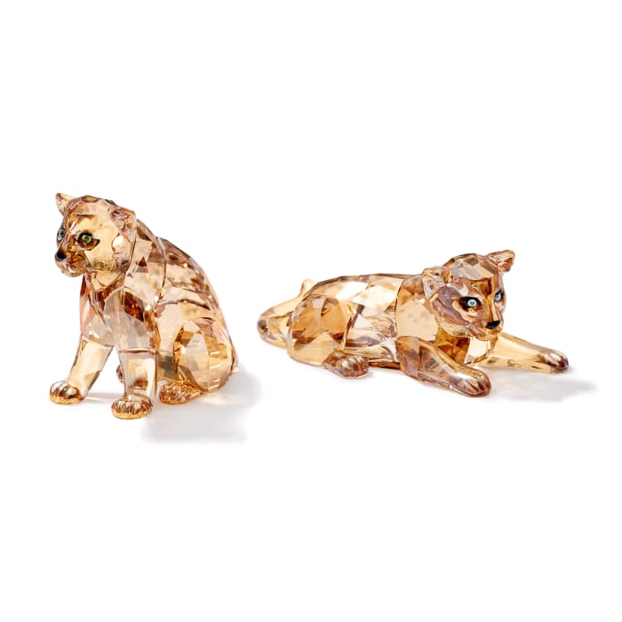 Swavorski Crystal Set of 2 Leopard Cub Figurines