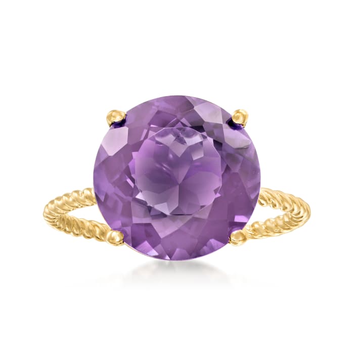 4.50 Carat Amethyst Rope Twist Ring in 14kt Yellow Gold