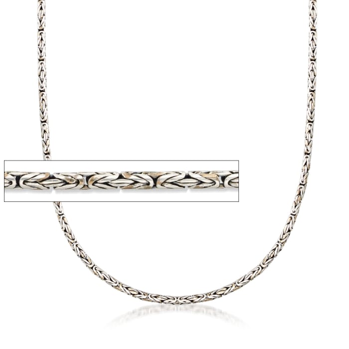 2.5mm Sterling Silver Round Byzantine Chain Necklace