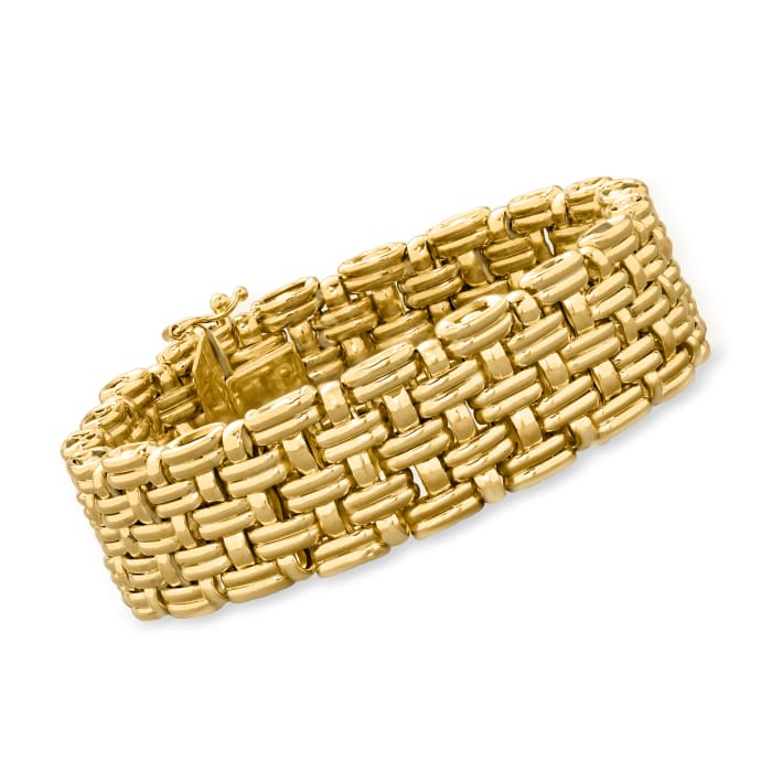 Italian 14kt Yellow Gold Basketweave Bracelet