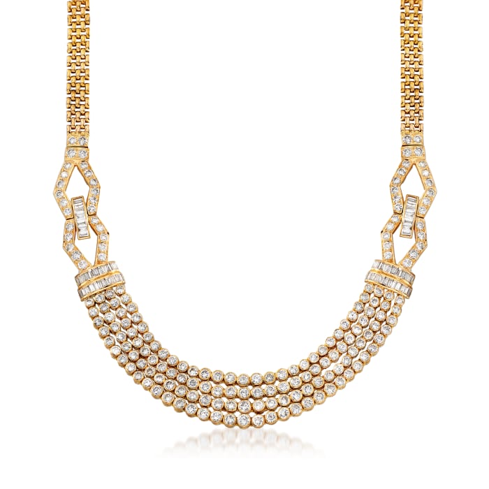 C. 1980 Vintage 11.80 ct. t.w. Diamond Multi-Strand Necklace in 18kt Yellow Gold