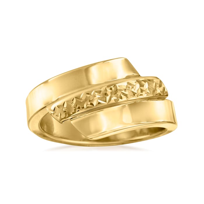 Italian 14kt Yellow Gold Diamond-Cut and Polished Ring | Ross-Simons