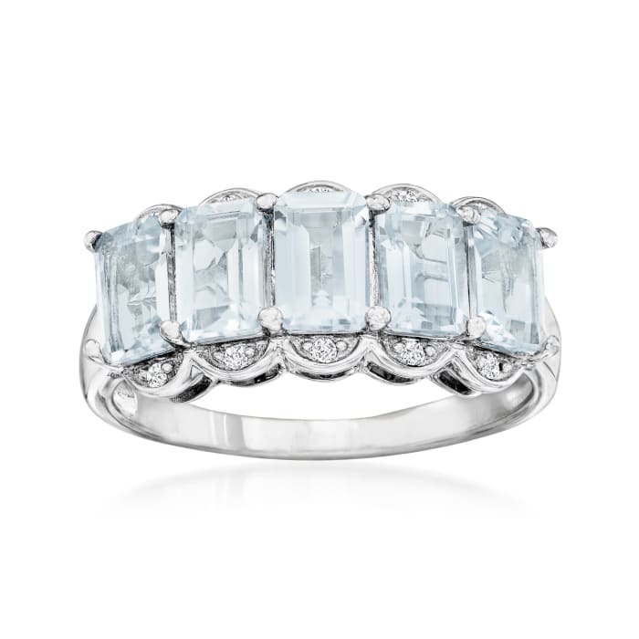 2.45 ct. t.w. Aquamarine Ring with Diamond Accents in Sterling Silver