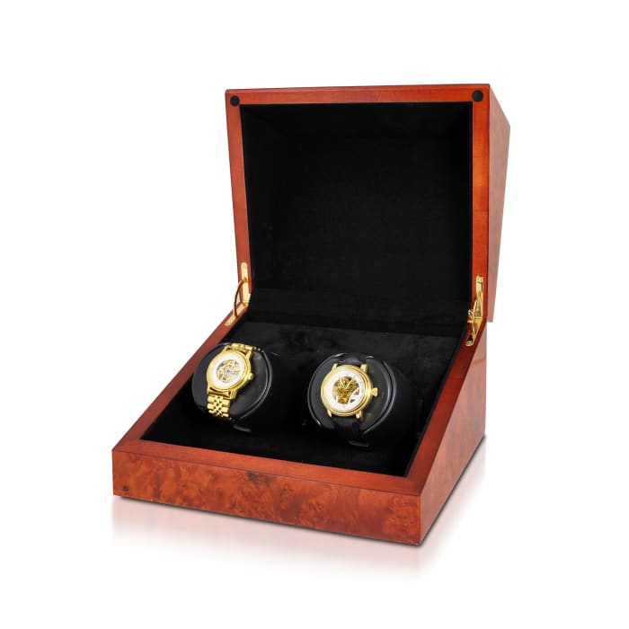 &quot;Sparta Deluxe&quot; Burl Finish Double Watch Winder with Cover by Orbita