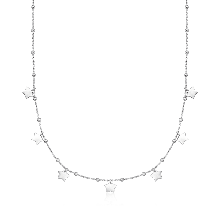 Italian Sterling Silver Star Station Necklace