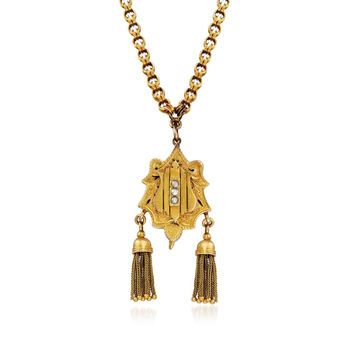 C. 1940 Vintage Tassel Pendant Necklace in 10kt Yellow Gold