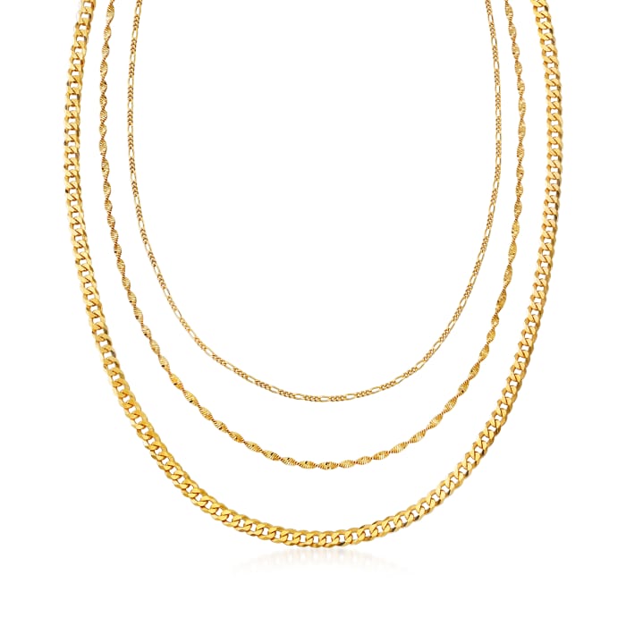 Italian 18kt Gold Over Sterling Multi-Link Layered Necklace