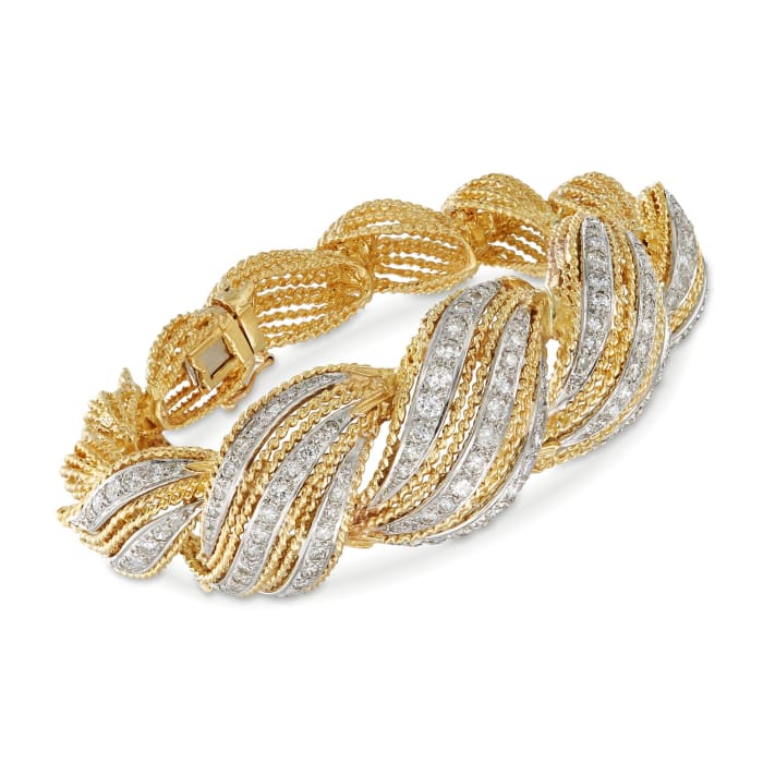 C. 1980 Vintage 3.00 ct. t.w. Diamond Twist Bracelet in 18kt Yellow Gold