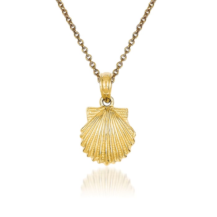14kt Yellow Gold Scallop Shell Pendant Necklace