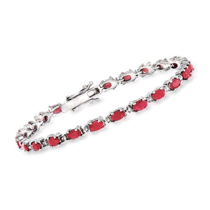 8.40 ct. t.w. Ruby Bracelet with Diamond Accents in Sterling Silver