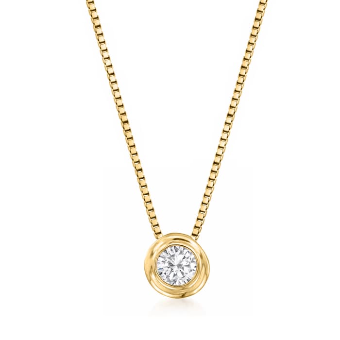 .12 Carat Double Bezel-Set Diamond Solitaire Necklace in 14kt Yellow ...