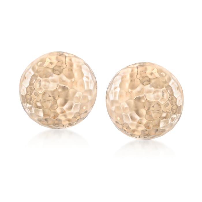 14kt Yellow Gold Hammered Half Dome Clip-On Earrings
