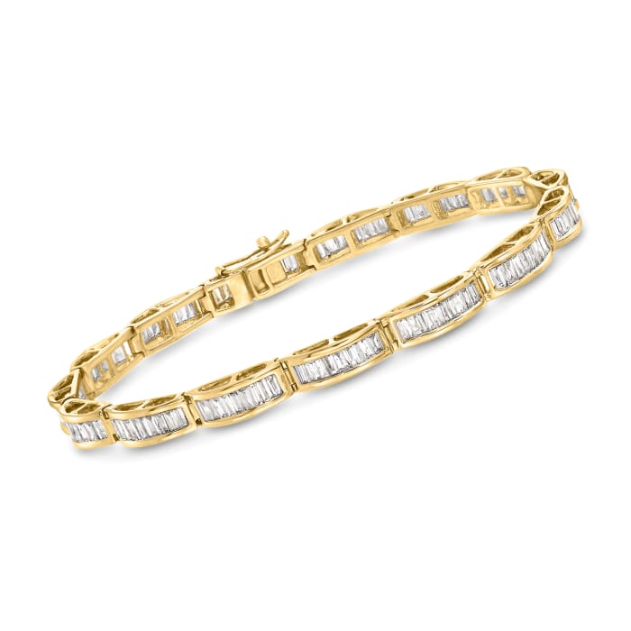 3.00 ct. t.w. Baguette Diamond Bracelet in 14kt Yellow Gold