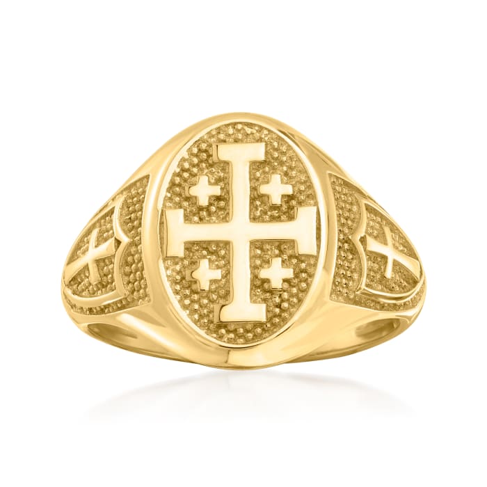 14kt Yellow Gold Multi-Cross Signet Ring