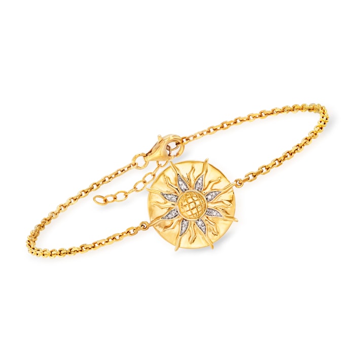 Diamond-Accented Sun Bracelet in 18kt Gold Over Sterling