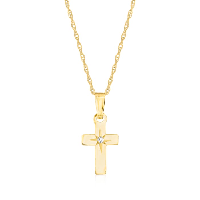 Baby's 14kt Yellow Gold Cross Pendant Necklace with Diamond Accent