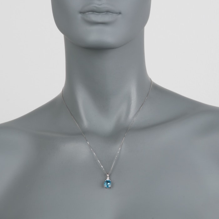 2.60 Carat Topaz Necklace with Diamond Accents in 14kt White Gold 18-inch