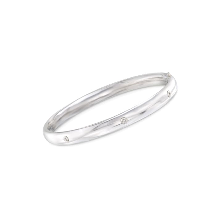 Child's Sterling Silver Bangle Bracelet with Diamond Accents