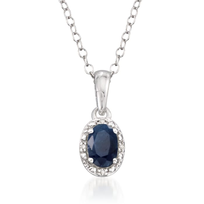 .65 Carat Oval Sapphire Pendant Necklace with Diamond Accents in Sterling Silver