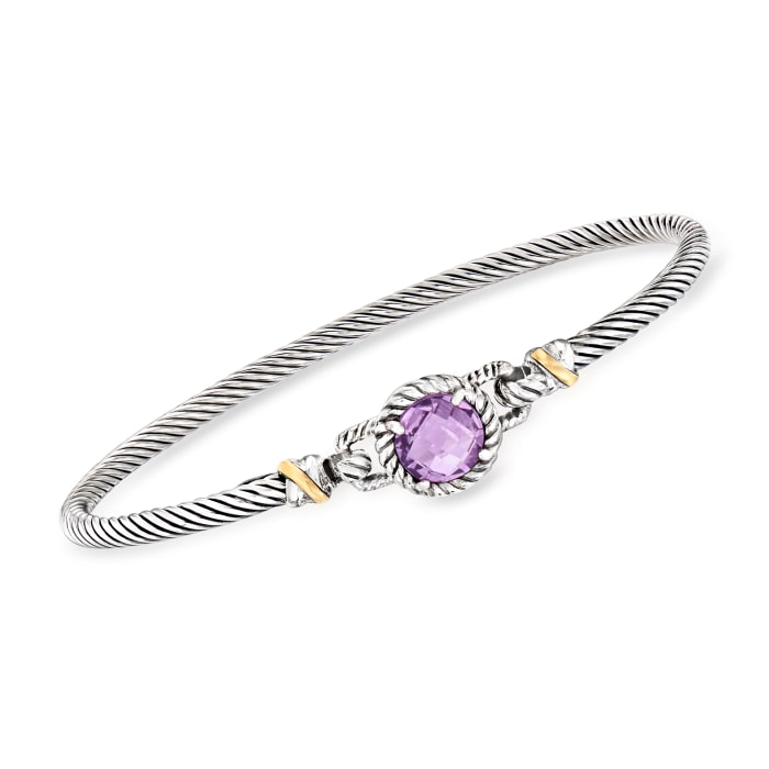 Phillip Gavriel &quot;Italian Cable&quot; 2.00 Carat Amethyst Bracelet in Sterling Silver with 18kt Yellow Gold