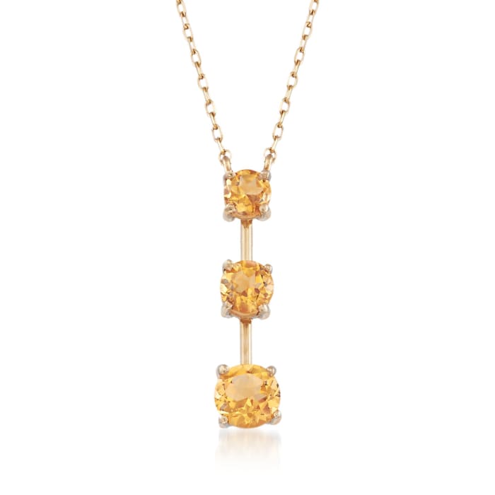 2.00 ct. t.w. Citrine Trio Pendant Necklace in 14kt Yellow Gold