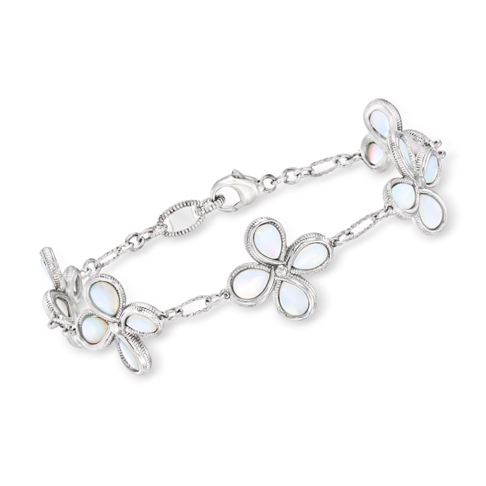 Judith Ripka &quot;Jardin&quot; Mother-of-Pearl Flower Station Bracelet in Sterling Silver