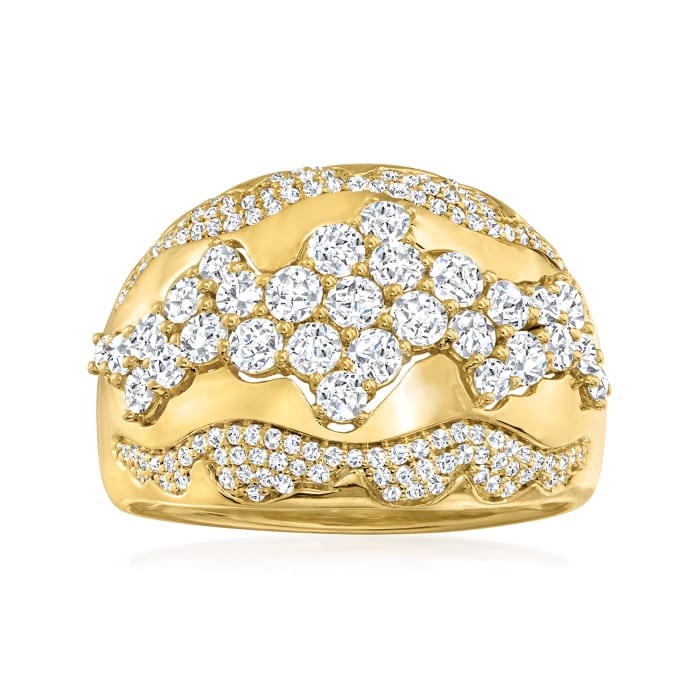 1.25 ct. t.w. Diamond Swirl Dome Ring in 14kt Yellow Gold