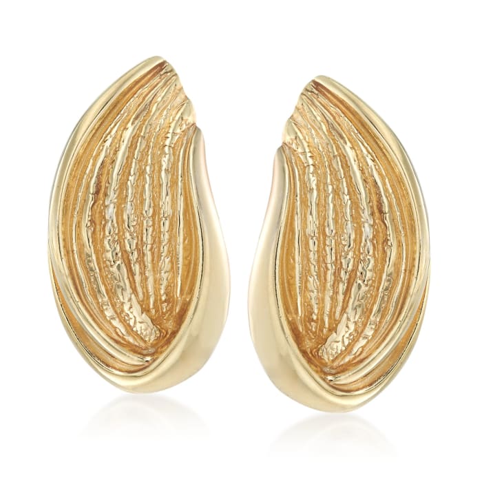 Italian 18kt Yellow Gold Over Sterling Abstract Leaf Earrings