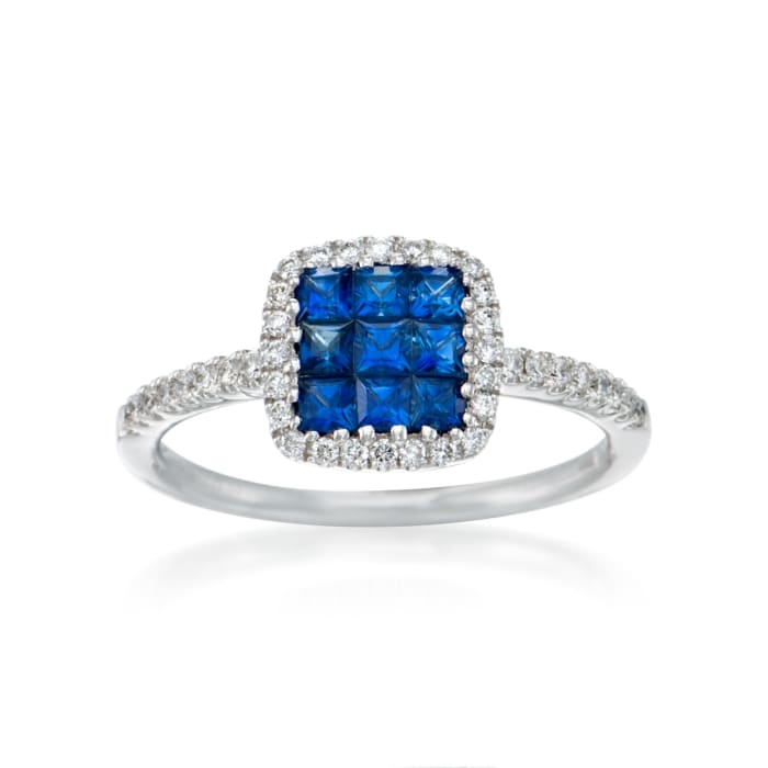 Gregg Ruth .53 ct. t.w. Sapphire and .23 ct. t.w. Diamond Ring in 18kt White Gold