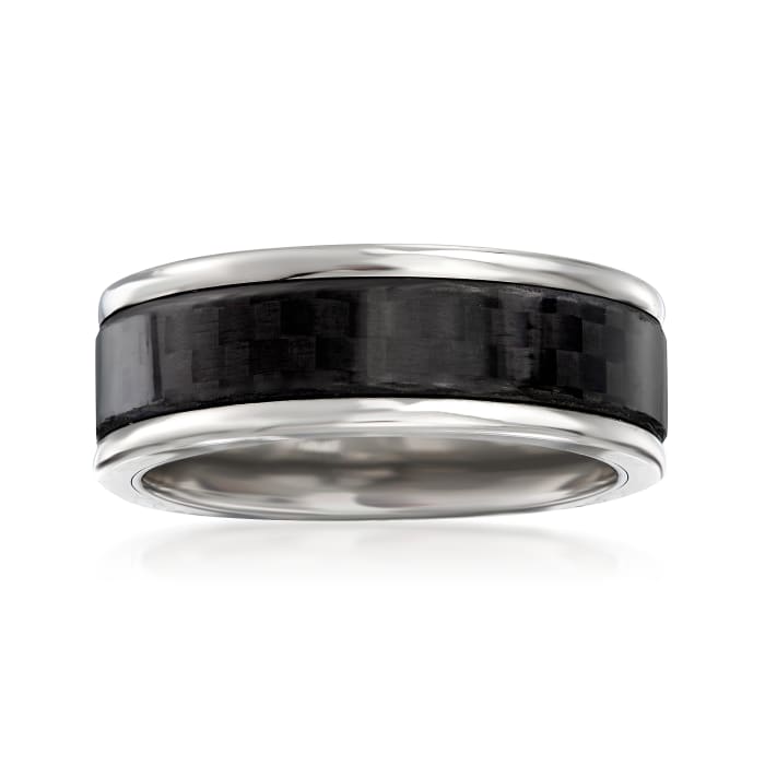 Men's 8mm Tungsten Carbide and Black Center Wedding Ring