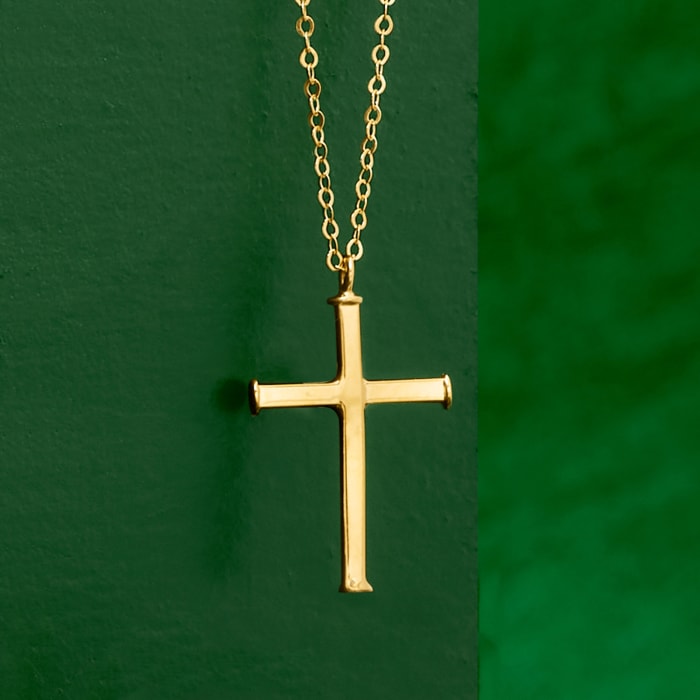 Italian 14kt Yellow Gold Cross Necklace | Ross-Simons
