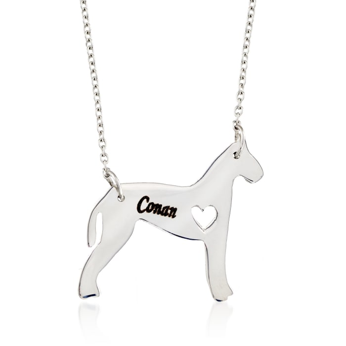Sterling Silver Great Dane Dog Name Necklace