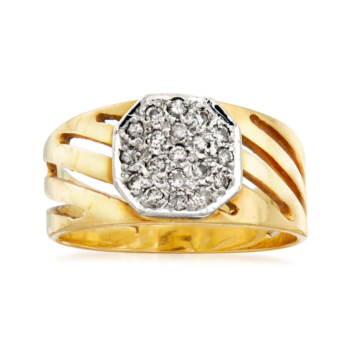 C. 1980 Vintage .25 ct. t.w. Pave Diamond-Top Ring in 18kt Yellow Gold