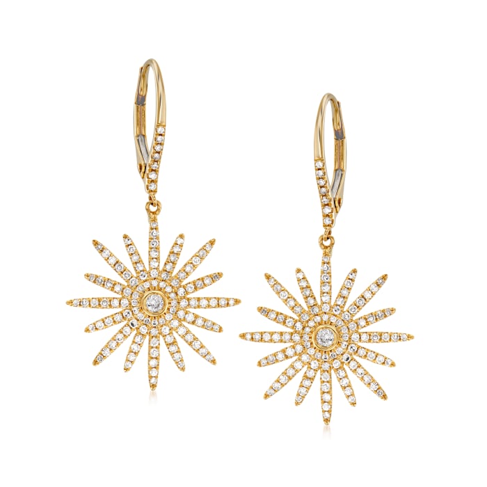.75 ct. t.w. Diamond Starburst Drop Earrings in 18kt Yellow Gold