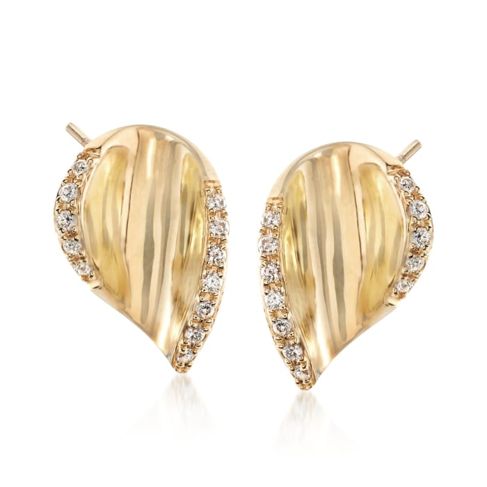 .10 ct. t.w. Diamond Curved Teardrop Earrings in 14kt Yellow Gold
