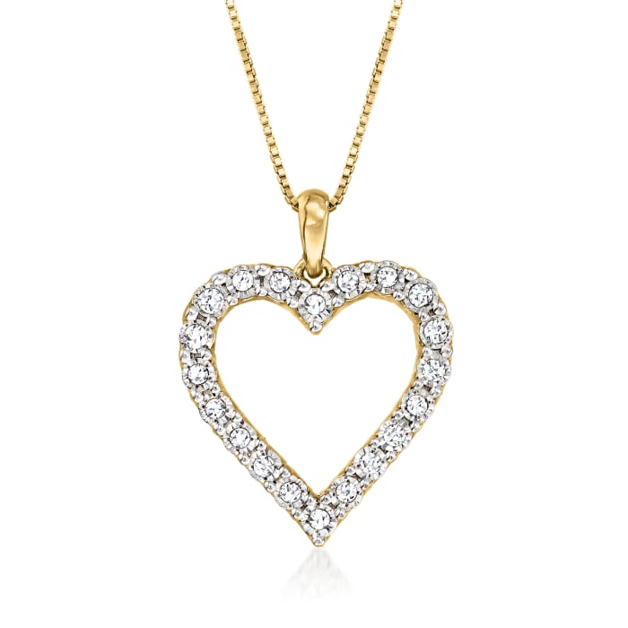 .30 ct. t.w. Diamond Heart Pendant Necklace in 18kt Gold Over Sterling | April Birthstone