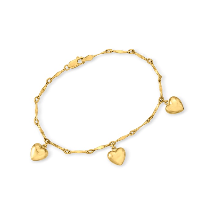 Child's 14kt Yellow Gold Heart Charm Bracelet