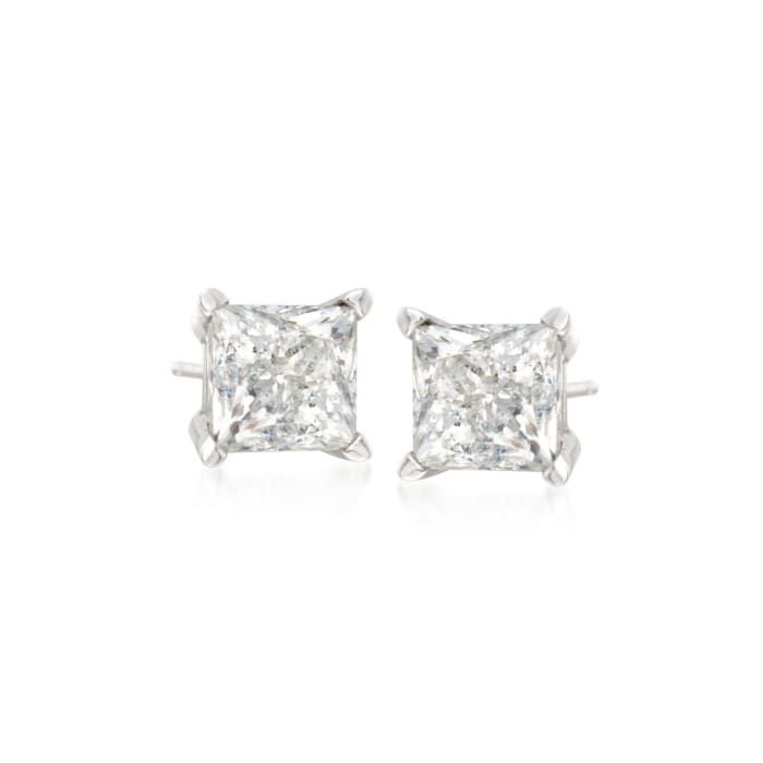 1.00 ct. t.w. Princess-Cut Diamond Stud Earrings in 14kt White Gold