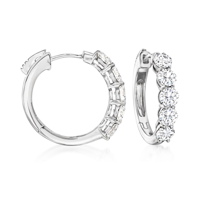 2.00 ct. t.w. Diamond Five-Stone Hoop Earrings in 14kt White Gold