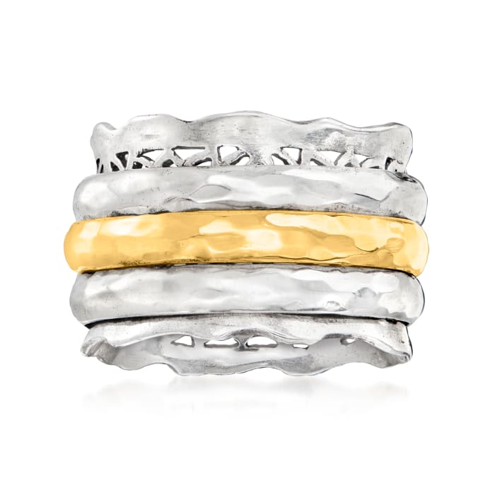 Sterling Silver and 14kt Yellow Gold Spinning Band Ring