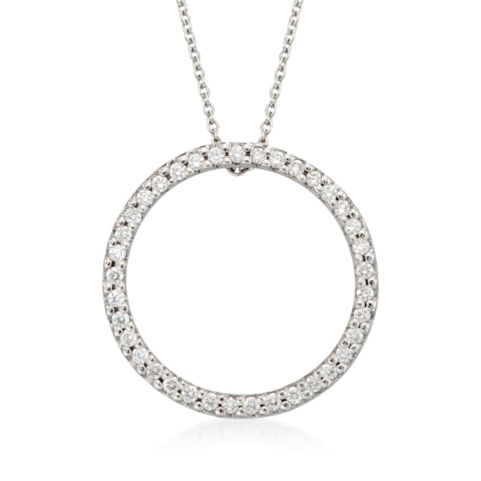 Roberto Coin .26 ct. t.w. Diamond Open Circle Pendant Necklace in 18kt White Gold
