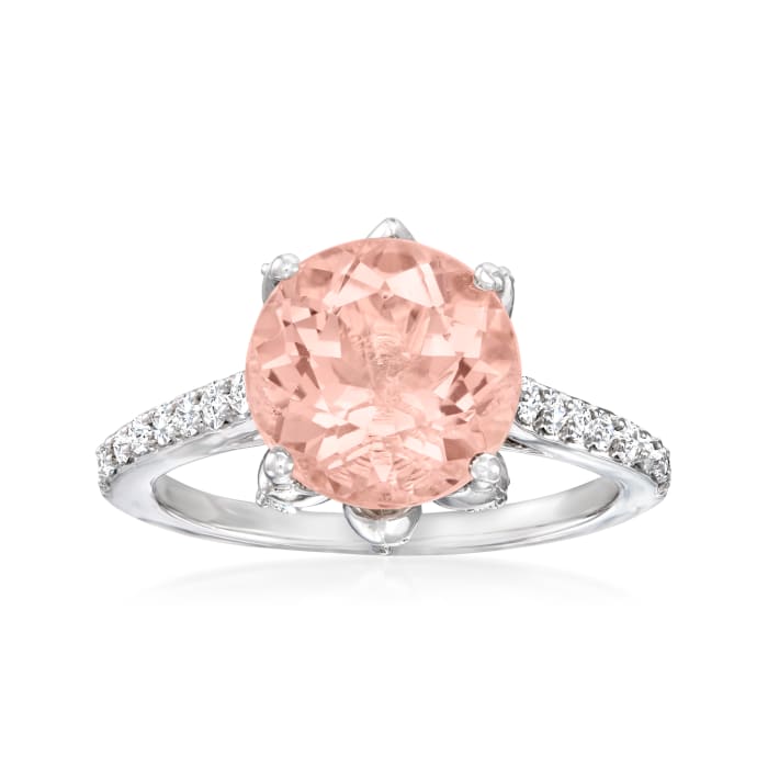 3.60 Carat Morganite Ring with .68 ct. t.w. Diamonds in 18kt White Gold