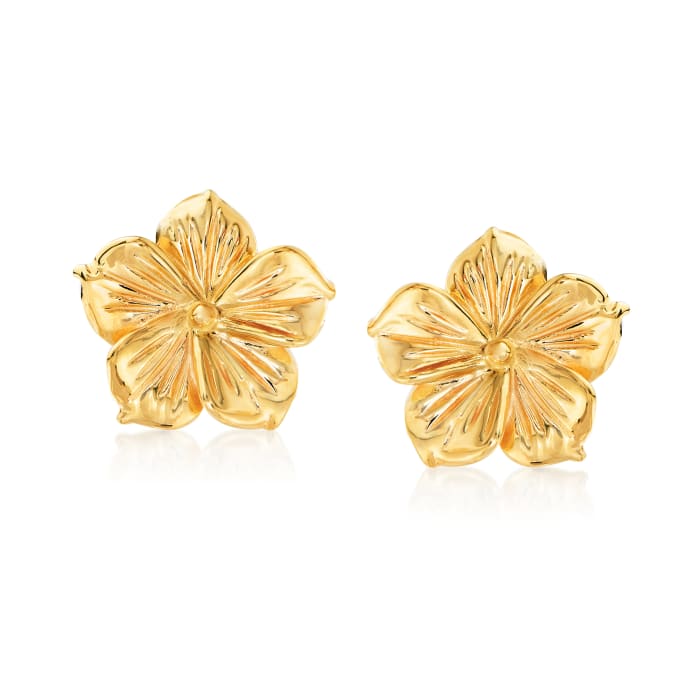 Italian 14kt Yellow Gold Flower Earrings
