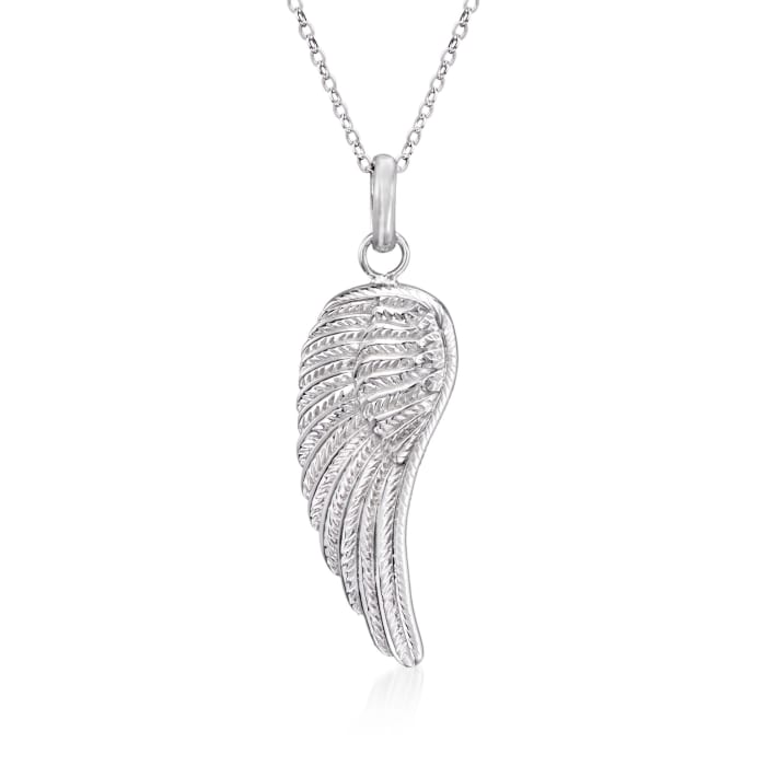 Sterling Silver Single Angel Wing Pendant Necklace