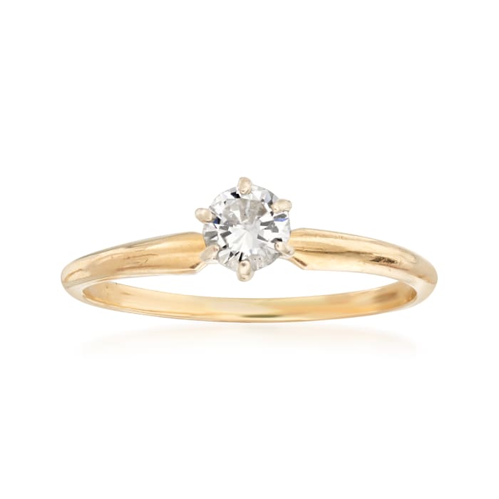 C. 1990 Vintage .25 Carat Diamond Solitaire Ring in 14kt Yellow Gold