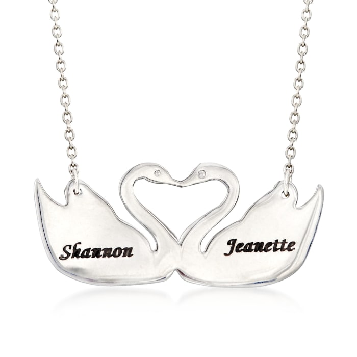Sterling Silver Two Name Swan Necklace