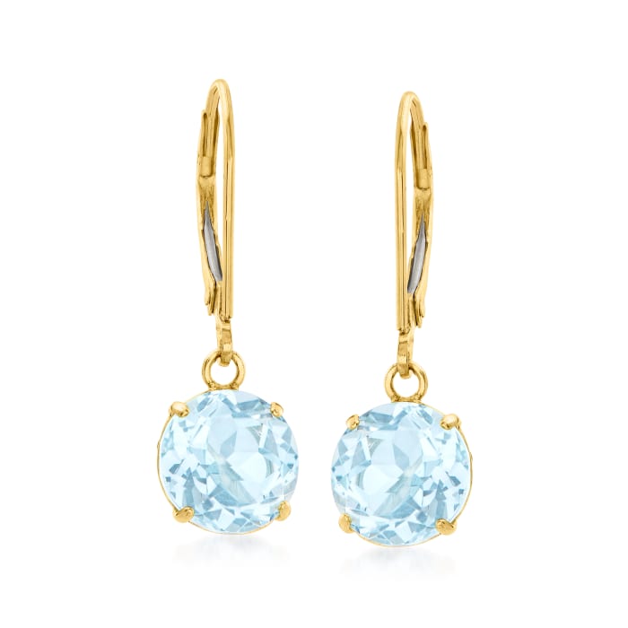4.60 ct. t.w. Sky Blue Topaz Drop Earrings in 14kt Yellow Gold